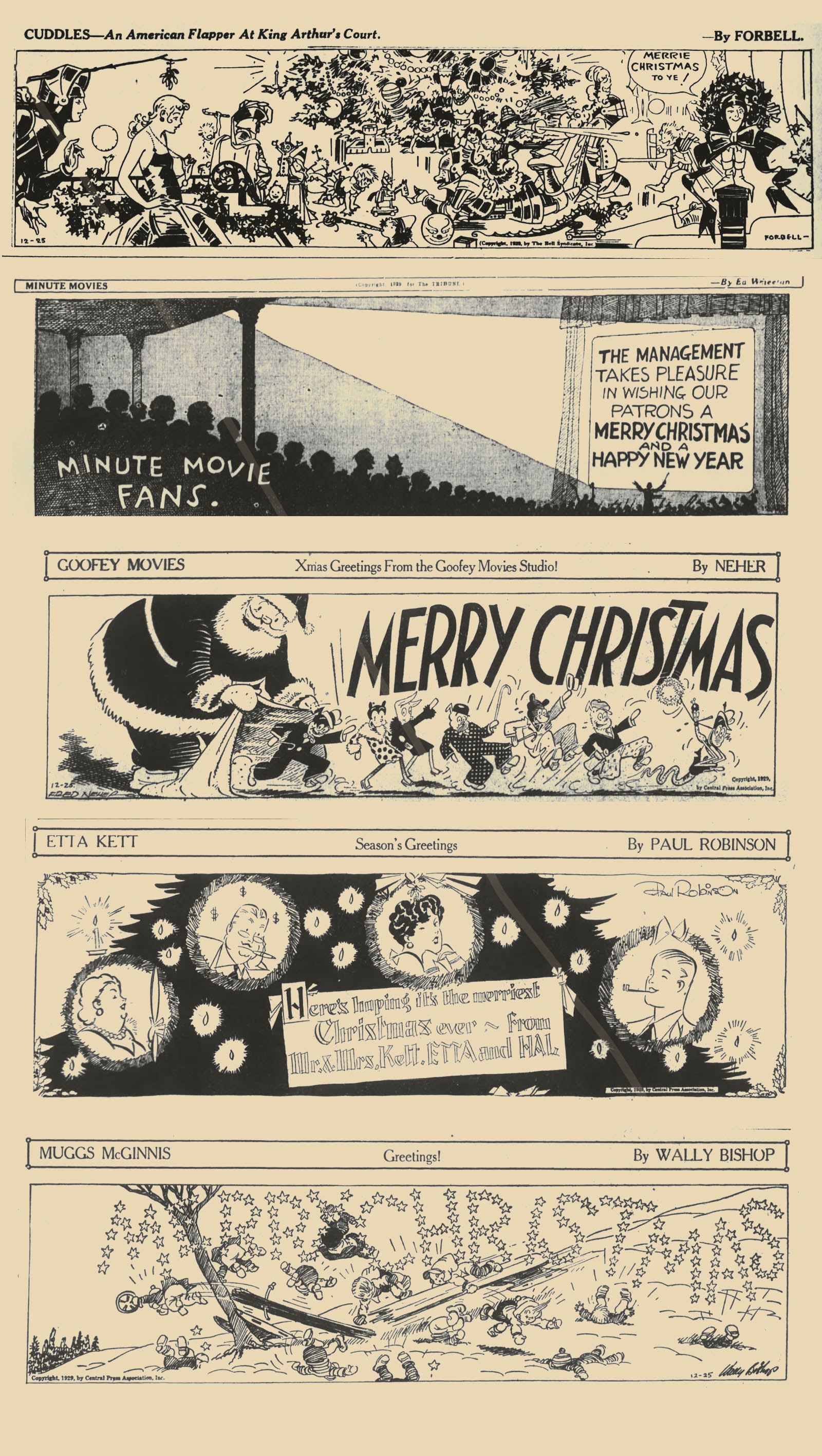 Newspaper Xmas Comic-strips from the past