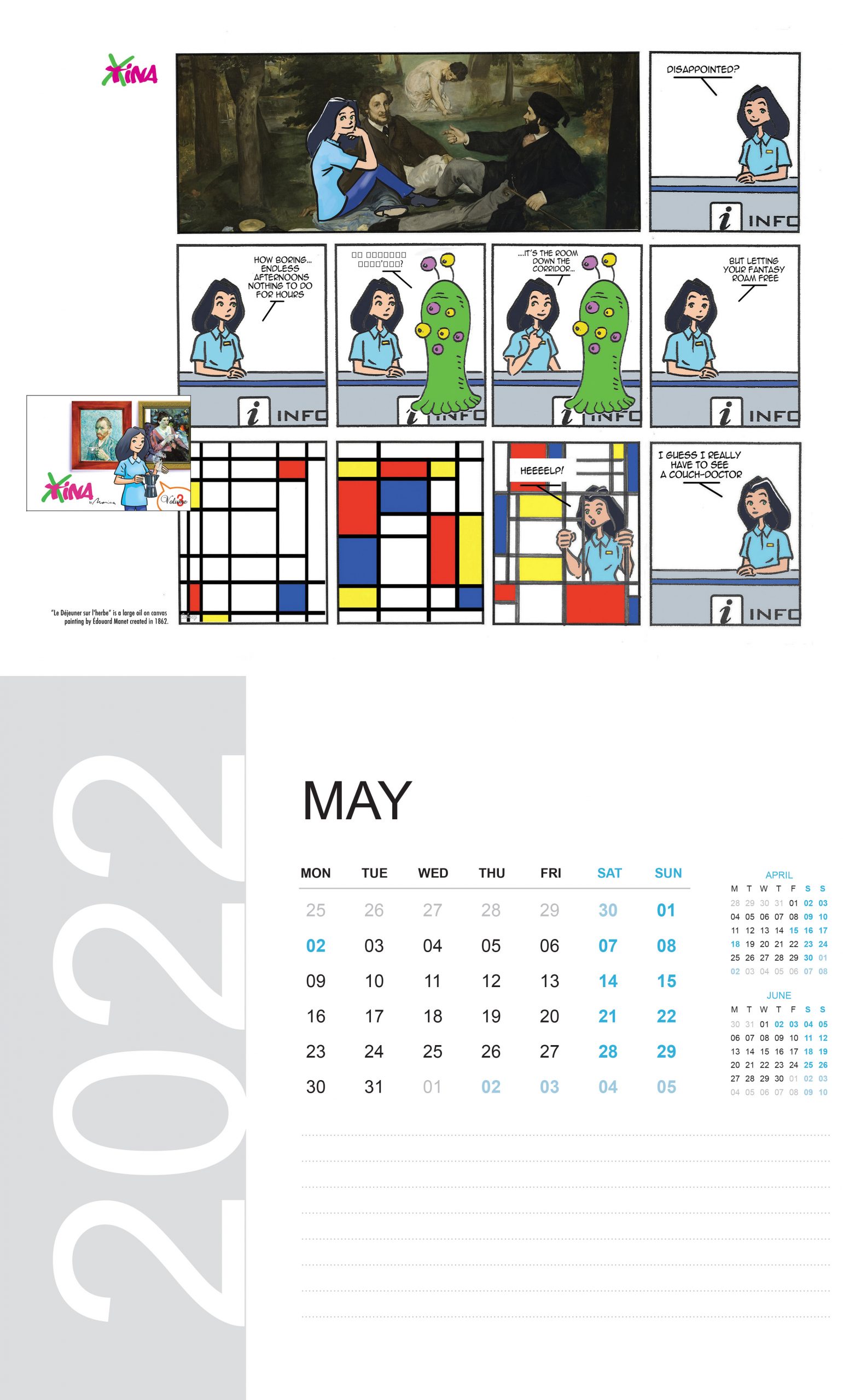 May calendar with Xtina strips