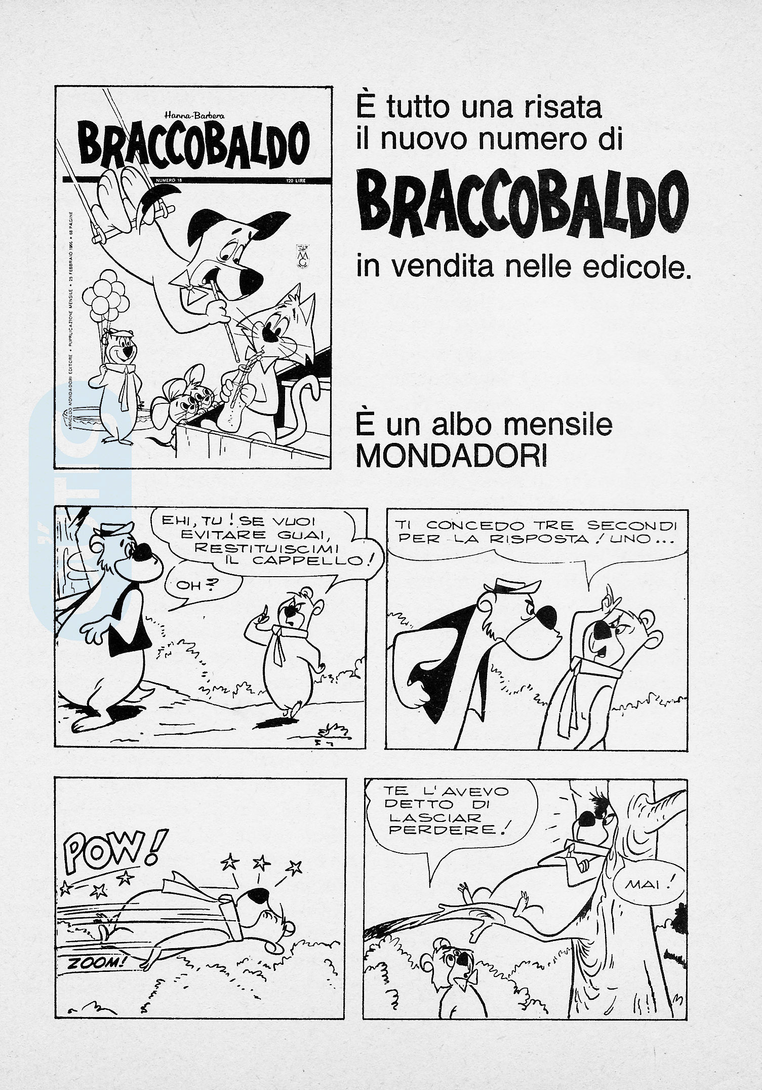 Pubblicità Vintage 1966 Braccobaldo (Huckleberry Hound)